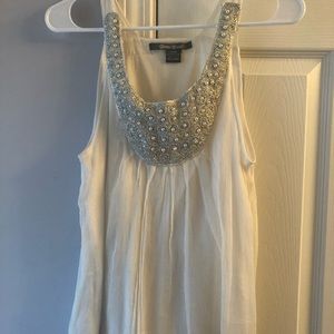 White embellished tunic tank